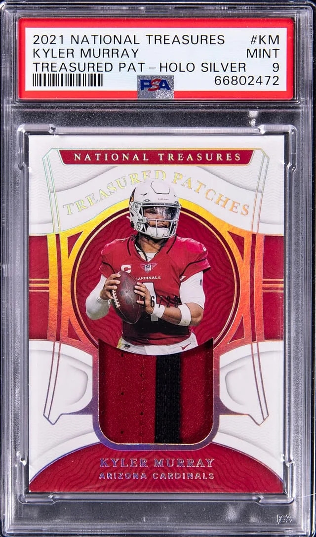 2021 Panini National Treasures Kyler Murray Treasured Patches Holo Silver #KM card image