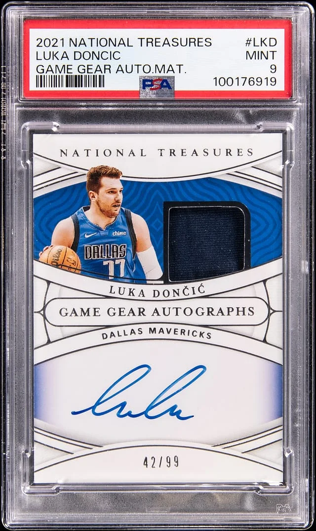 2021 Panini National Treasures Luka Doncic Game Gear Autograph Materials #GGA-LKD card image