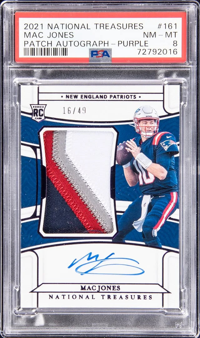 2021 Panini National Treasures Mac Jones Patch Autograph-Midnight #161 card image