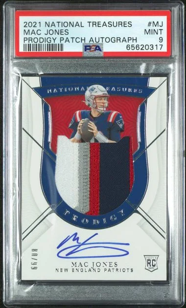 2021 Panini National Treasures Mac Jones Prodigy Patch Autographs #PPA-MJ card image