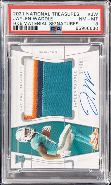 2021 Panini National Treasures Material Signatures Jw Jaylen Waddle #no-number card image