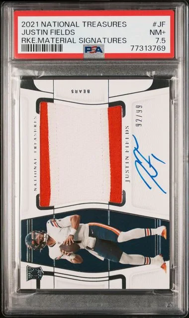 2021 Panini National Treasures Material Signatures RMS-JF Justin Fields #no-number card image