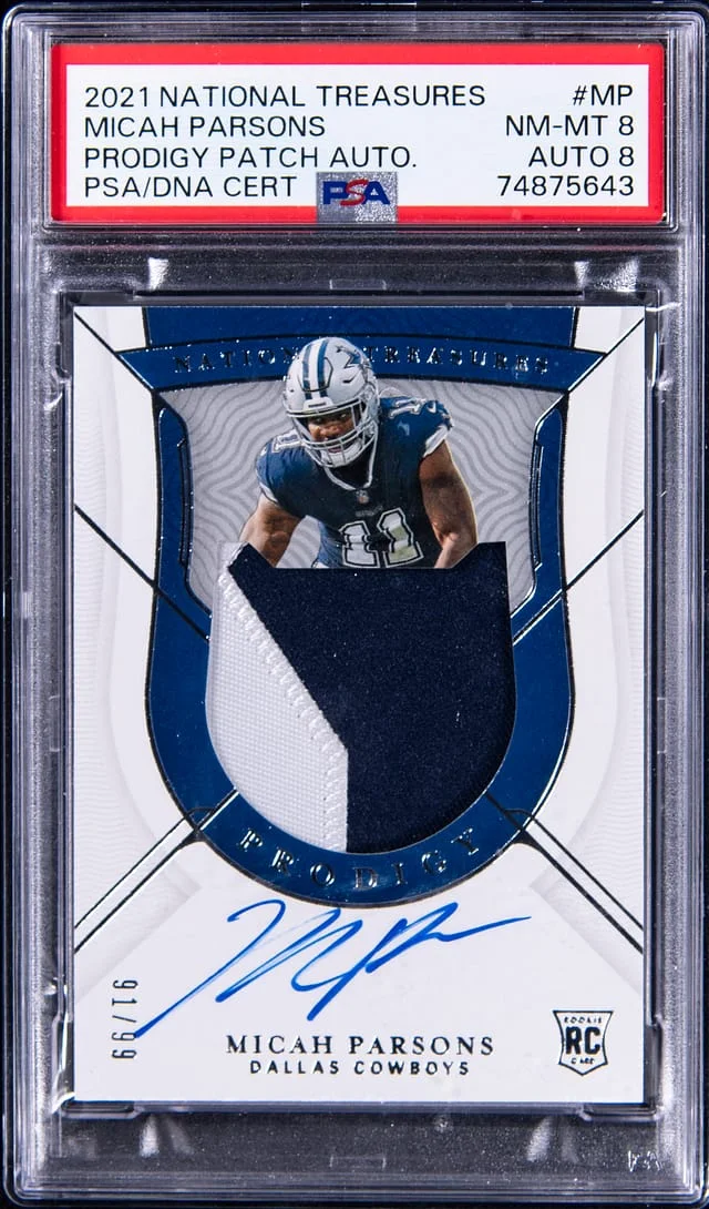 2021 Panini National Treasures Micah Parsons Prodigy Patch Autographs #MP card image