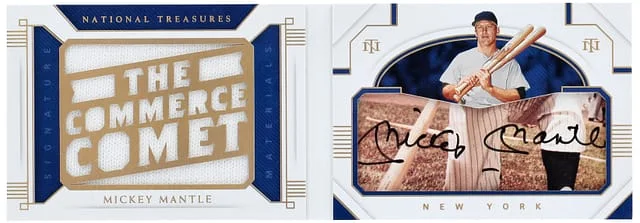 2021 Panini National Treasures Mickey Mantle Cut Auto Signature Material Booklet #CSMB-MM card image