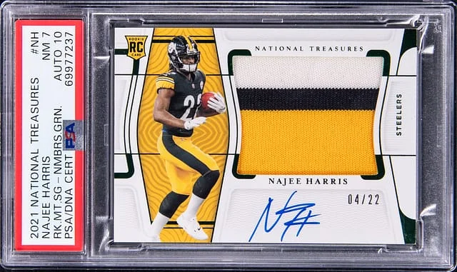 2021 Panini National Treasures Najee Harris Material Signature Numbers Green #RMS-NH card image