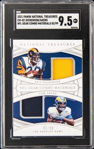 2021 Panini National Treasures NFL Gear Combo Materials Cm-Ec Dickerson/Akers #no-number card image