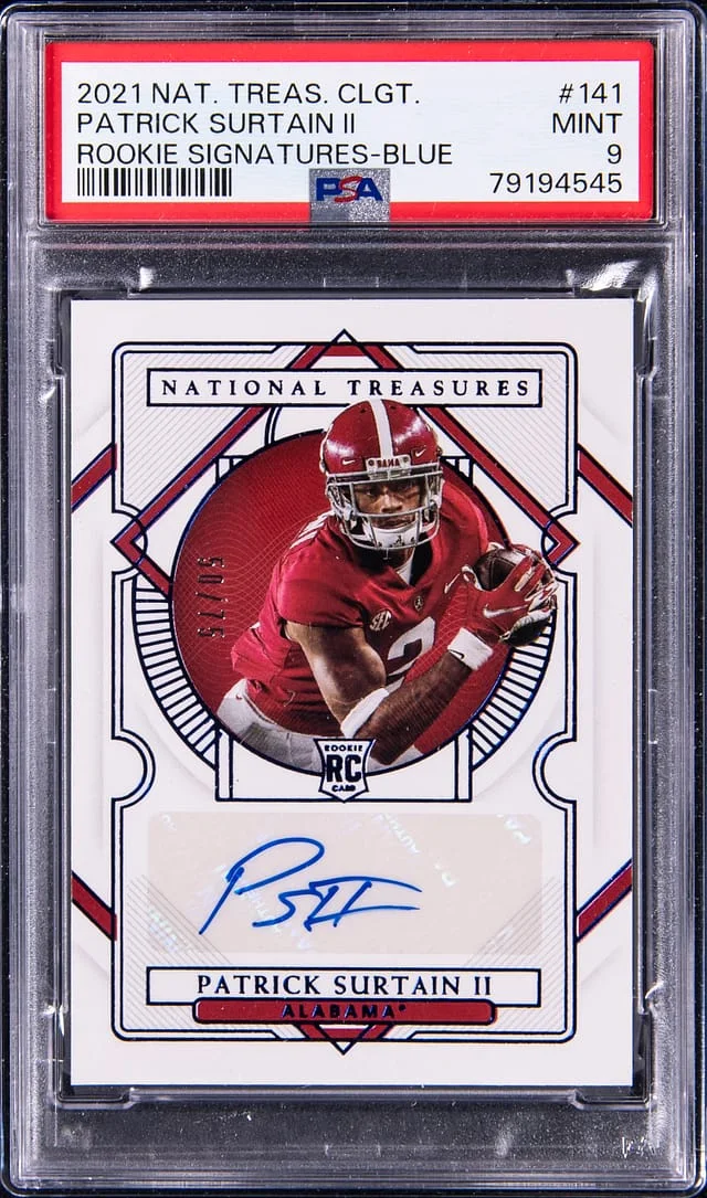 2021 Panini National Treasures Patrick Surtain Ii Collegiate Signatures-Blue #141 card image