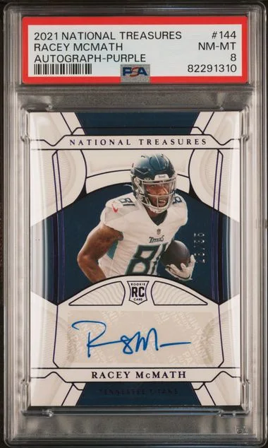 2021 Panini National Treasures Racey McMath Autograph Purple #144 card image