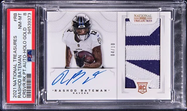 2021 Panini National Treasures Rashod Bateman Crossover Patch Autograph Holo Gold #CRS-RB card image