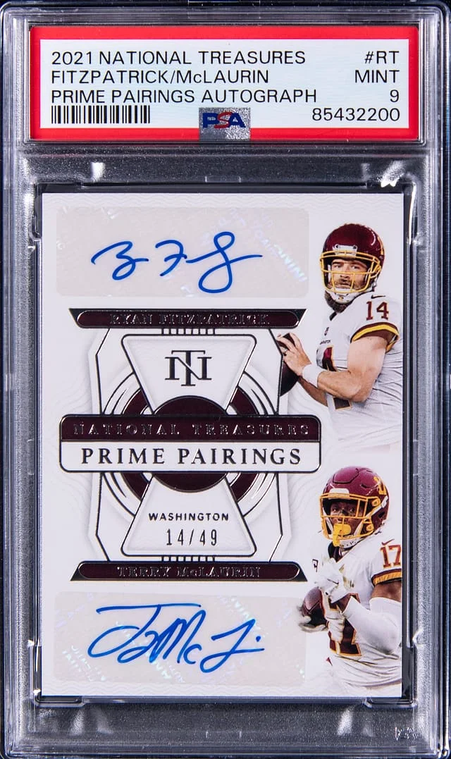 2021 Panini National Treasures Ryan Fitzpatrick/Terry McLaurin Prime Pairings Autograph #RT card image
