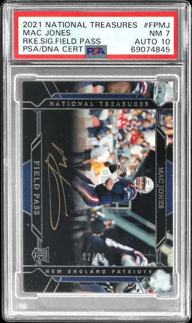 2021 Panini National Treasures Signatures Field Pass Fpmj Mac Jones #no-number card image
