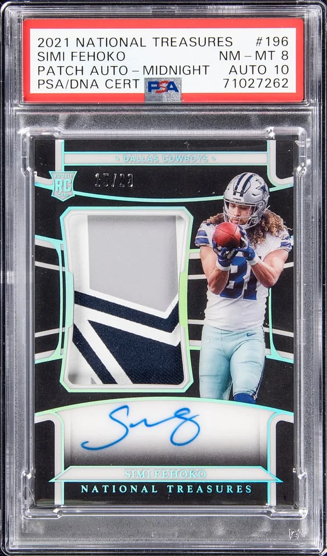 2021 Panini National Treasures Simi Fehoko Patch Autographs Midnight #196 card image