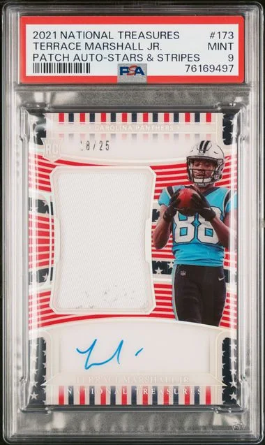 2021 Panini National Treasures Terrace Marshall Jr. Patch Autograph-Stars & Stripes #173 card image