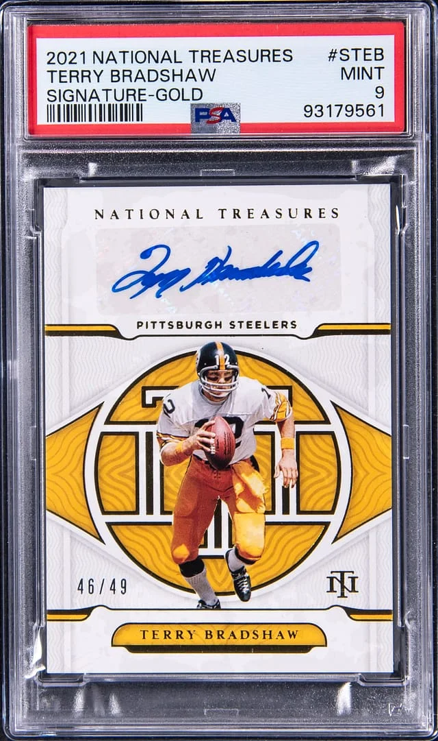 2021 Panini National Treasures Terry Bradshaw Signature Gold #S-TEB card image