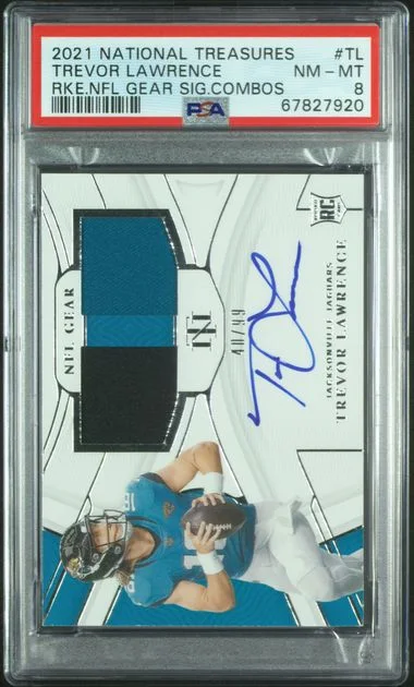 2021 Panini National Treasures Trevor Lawrence NFL Gear Signature Combos #RSC-TL card image