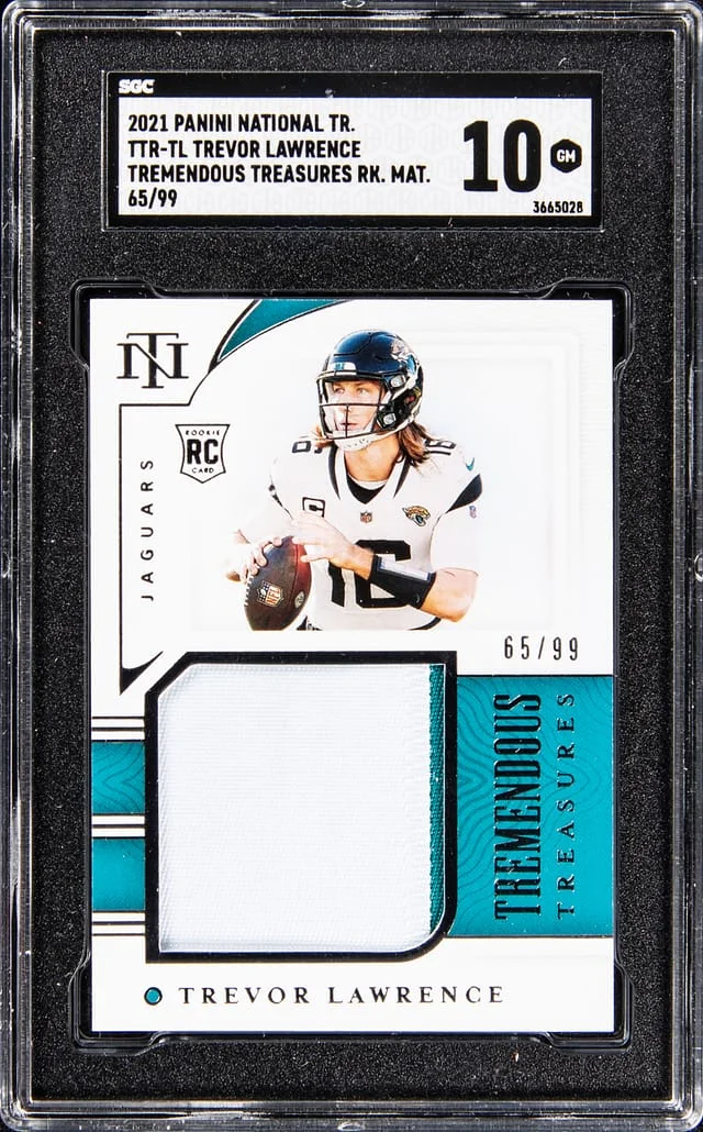 2021 Panini National Treasures Trevor Lawrence Tremendous Treasures Material #TTR-TL card image