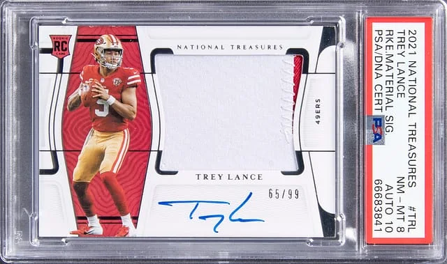 2021 Panini National Treasures Trey Lance Material Signature #RMS-TRL card image
