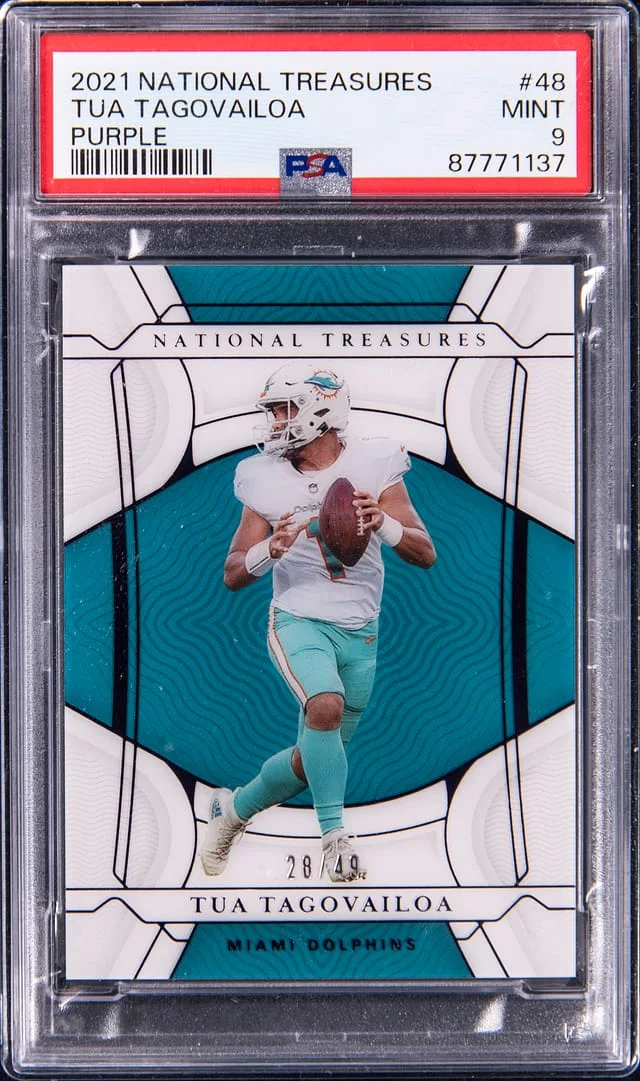 2021 Panini National Treasures Tua Tagovailoa Purple #48 card image