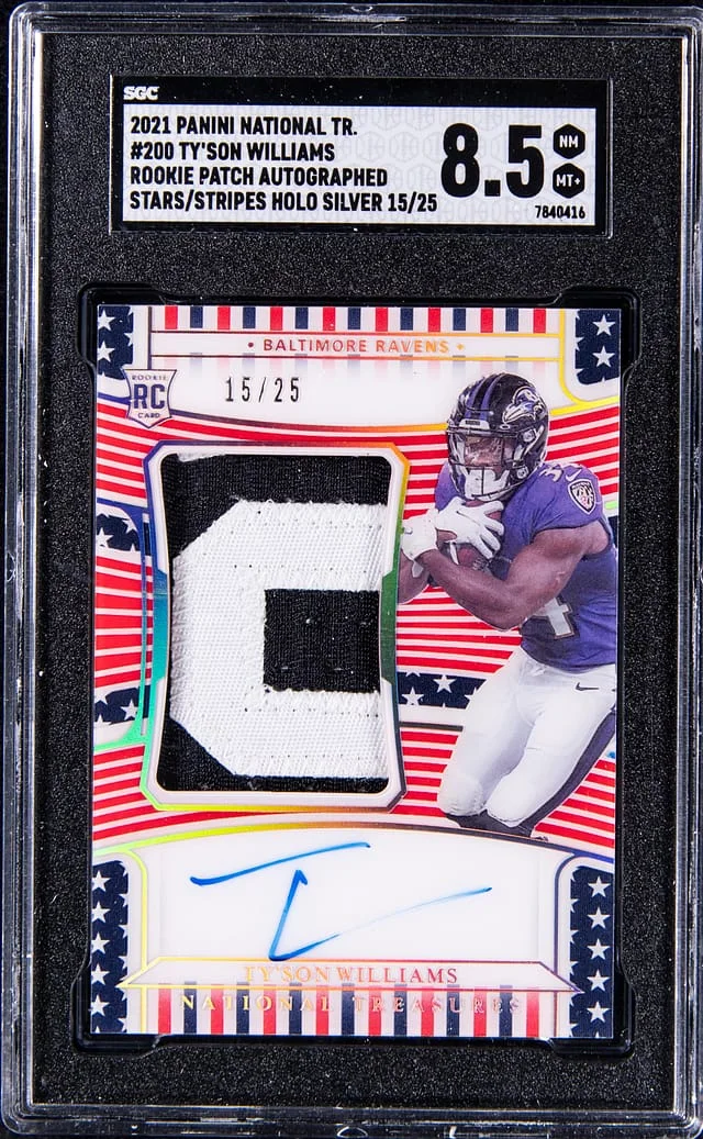 2021 Panini National Treasures Ty'Son Williams Patch Autographed Stars/Stripes Holo Silver #200 card image