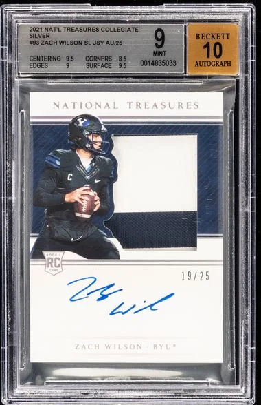 2021 Panini National Treasures Zach Wilson Collegiate College Silhouettes Signatures #93 card image