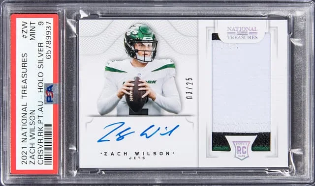 2021 Panini National Treasures Zach Wilson Crossover Patch Autograph #CRS-ZW card image
