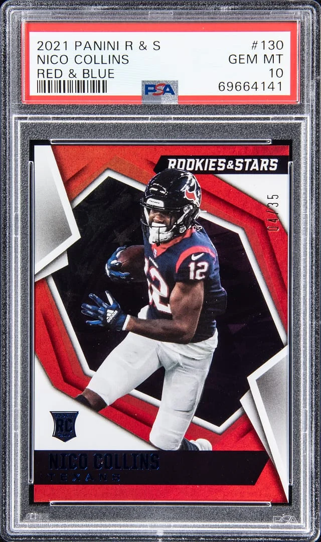 2021 Panini Nico Collins Rookies & Stars Red & Blue #130 card image