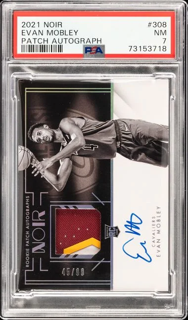 2021 Panini Noir Evan Mobley Patch Autograph #308 card image