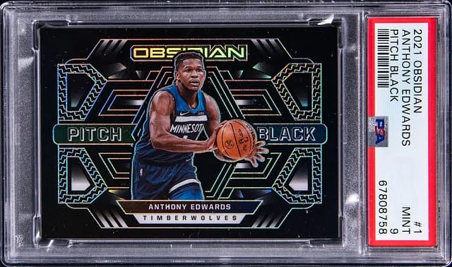 2021 Panini Obsidian Anthony Edwards Pitch Black #1 card image