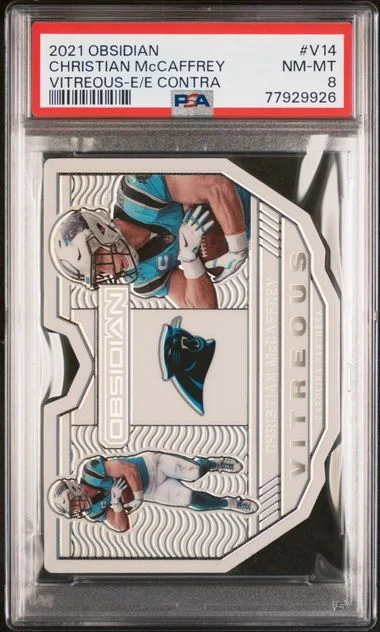 2021 Panini Obsidian Christian Mccaffrey Vitreous Electric Etch Contra #V14 card image
