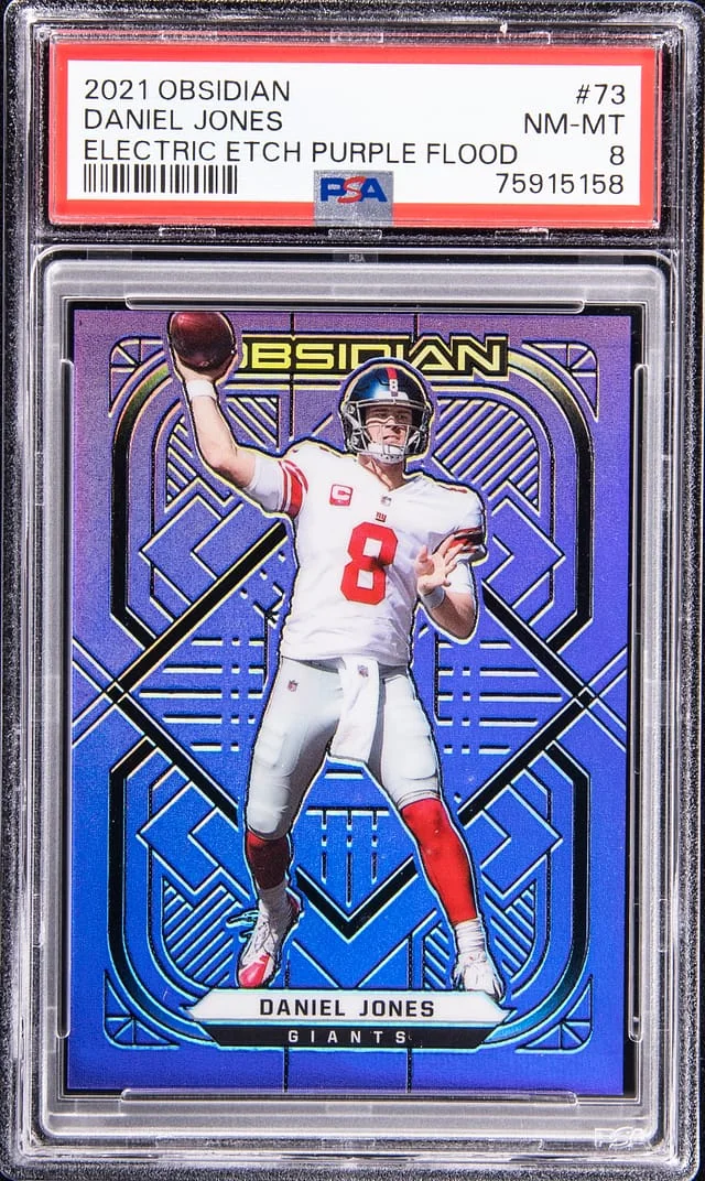 2021 Panini Obsidian Daniel Jones Electric Etch Purple Flood #73 card image