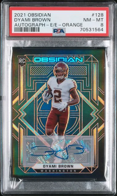2021 Panini Obsidian Dyami Brown Autograph-Electric Etch-Orange #128 card image