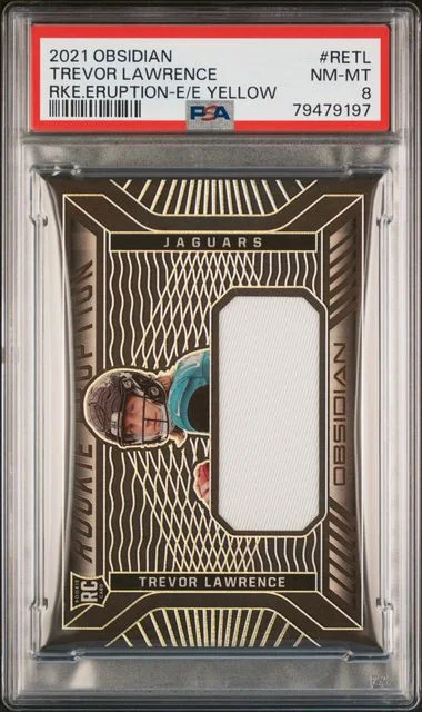 2021 Panini Obsidian Eruption Electric Etch Yellow Retl Trevor Lawrence #no-number card image