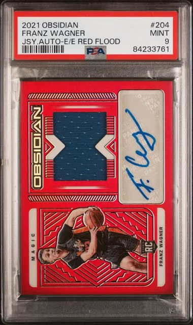 2021 Panini Obsidian Franz Wagner Jersey Autograph-Electric Etch Red Flood #204 card image