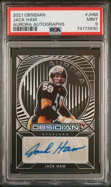 2021 Panini Obsidian Jack Ham Aurora Autographs #JHM card image