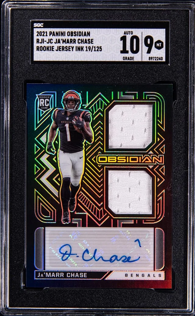 2021 Panini Obsidian Ja'Marr Chase Jersey Ink #RJI-JC card image