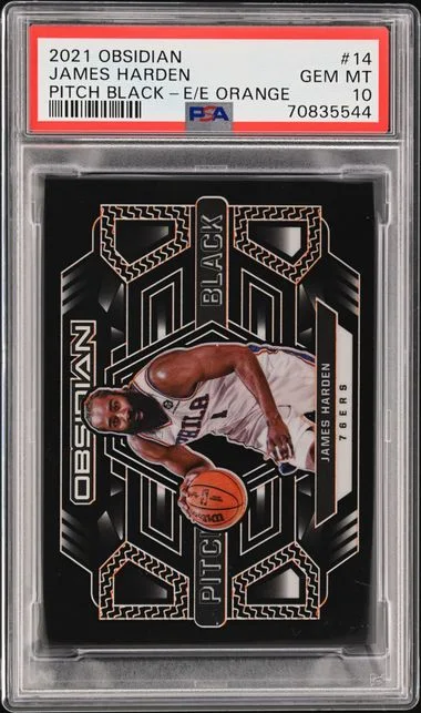 2021 Panini Obsidian James Harden Pitch Black Electric Etch Orange #14 card image