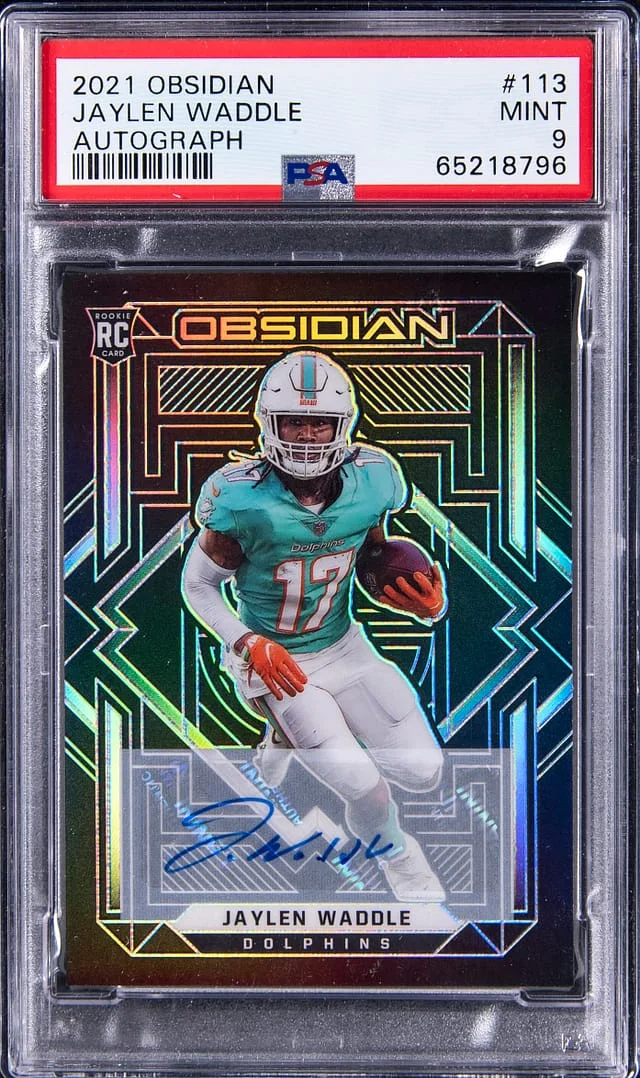 2021 Panini Obsidian Jaylen Waddle Autograph #113 card image