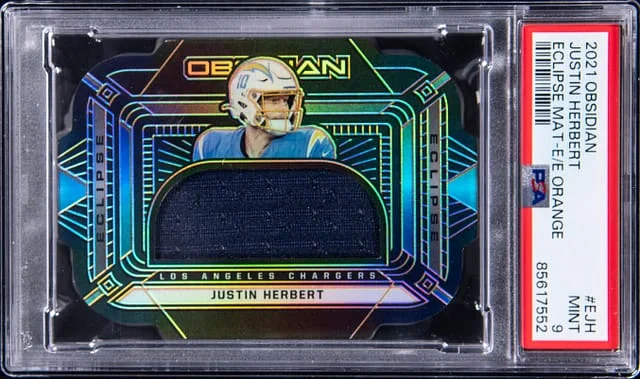 2021 Panini Obsidian Justin Herbert Eclipse Materials Electric Etch #E-JH card image