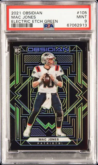 2021 Panini Obsidian Mac Jones Electric Etch Green #105 card image