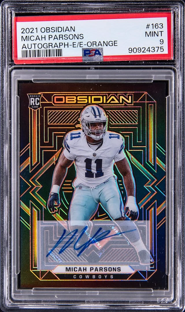 2021 Panini Obsidian Micah Parsons Autograph Electric Etch Orange #163 card image