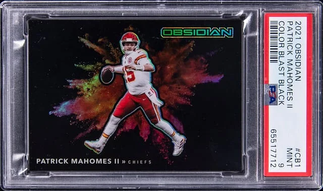 2021 Panini Obsidian Patrick Mahomes II Color Blast Black #CB-1 card image