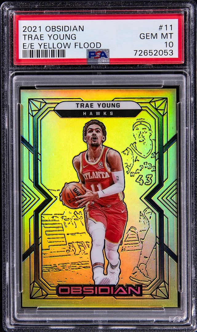 2021 Panini Obsidian Trae Young Electric Etch Yellow Flood #11 card image