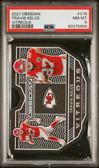 2021 Panini Obsidian Travis Kelce Vitreous #V16 card image