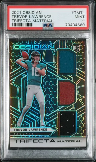 2021 Panini Obsidian Trevor Lawrence Trifecta Material #TM-TL card image