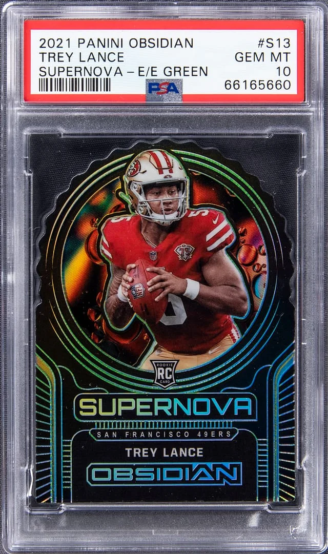 2021 Panini Obsidian Trey Lance Supernova Electric Etch Green #S-13 card image