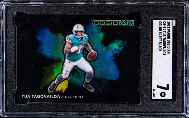 2021 Panini Obsidian Tua Tagovailoa Color Blast Black #CB11 card image