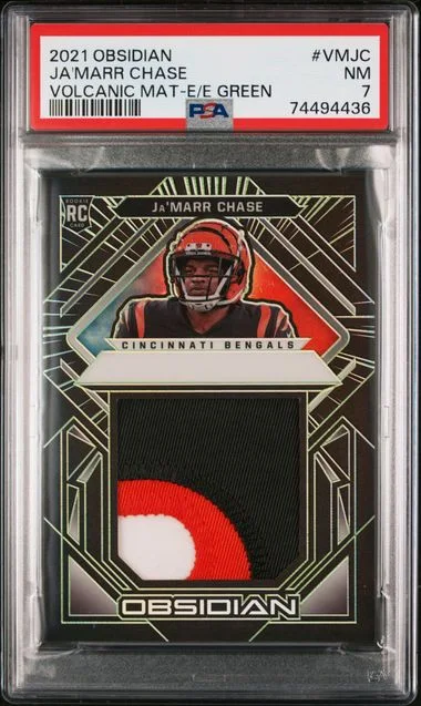 2021 Panini Obsidian Volcanic Materials Electric Etch Green Vmjc Ja'Marr Chase #no-number card image