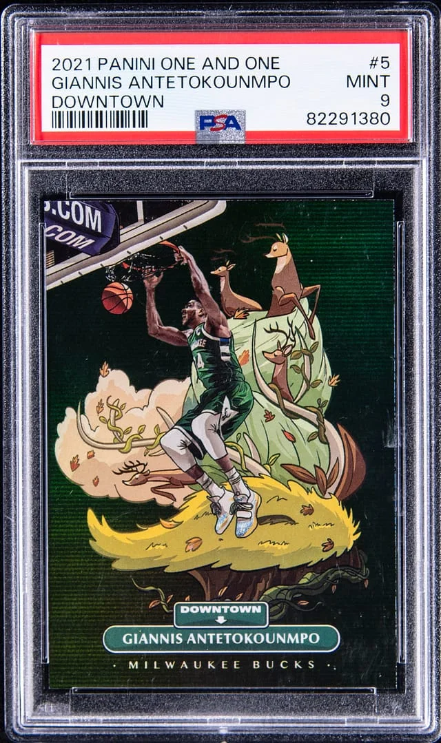 2021 Panini One and One Giannis Antetokounmpo Downtown #5 card image