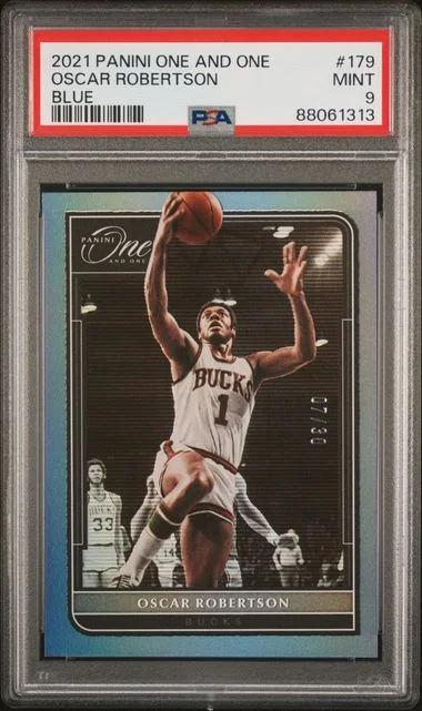 2021 Panini One and One Oscar Robertson Blue #179 card image