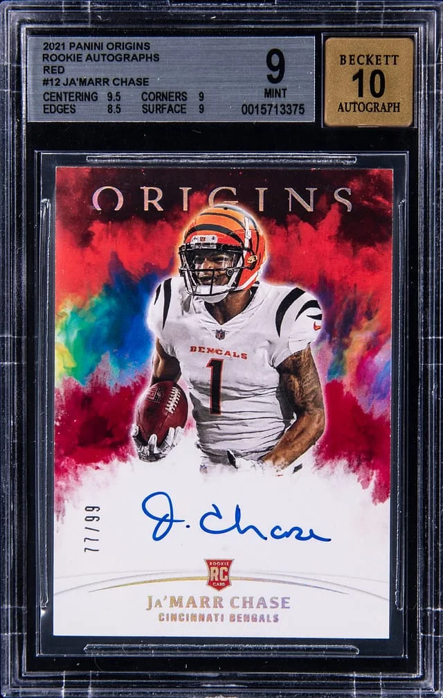 2021 Panini Origins Ja'Marr Chase Autographs Red #RA-JC card image